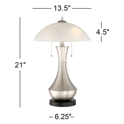 360 Lighting Simon Modern Accent Table Lamps Set Of 2 21" High Silver With USB Charging Port White Glass Dome Shade For Bedroom Living Room House Desk 7 360 Lighting Simon Modern Accent Table Lamps Set Of 2 21" High Silver With USB Charging Port White Glass Dome Shade For Bedroom Living Room House Desk - Image 7