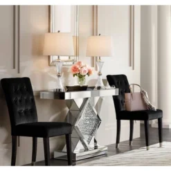 Regency Hill Luca Modern Table Lamps 25 1/2" High Set Of 2 Twisted Glass With USB Charging Port White Drum Shade For Bedroom Living Room Office Desk -Adesso Sales Store GUEST 59dd72fa f214 425b a94c d7f39023ef63