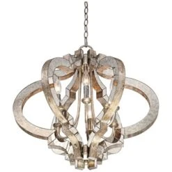 Possini Euro Design Ornament Aged Silver Gold Bronze Chandelier 23 1/4" Wide Industrial 6-Light Fixture For Dining Room Foyer Kitchen Island Entryway -Adesso Sales Store GUEST 5a33b096 84dc 4a34 b28a 9f0d599b115f