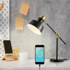 18.5" Allegra Farmhouse Adjustable Cantilever Task Lamp With USB Charging Port (Includes LED Light Bulb) - JONATHAN Y -Adesso Sales Store GUEST 5a5cd10c 5895 451d abba 50731303b43d