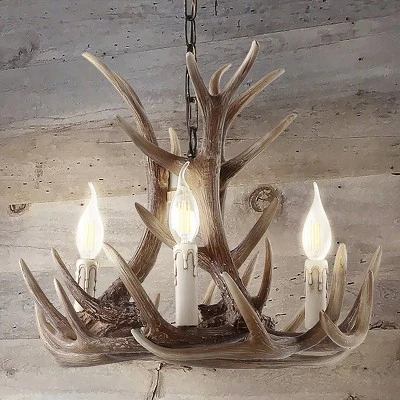 18" LED Adjustable Resin Antler Chandelier Brown - Jonathan Y 4 18" LED Adjustable Resin Antler Chandelier Brown - Jonathan Y - Image 4