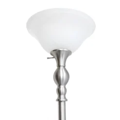 1-Light Classic Torchiere Floor Lamp With Marbleized Glass Shade Brushed Nickel - Lalia Home -Adesso Sales Store GUEST 5ab279c1 26a6 47af a0ee 2bddc52181d9