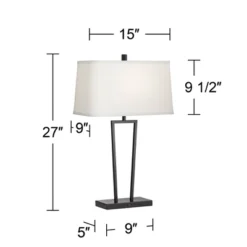 360 Lighting Cole Modern Table Lamps 27" Tall Set Of 2 Black Metal With USB Charging Ports White Rectangular Shade For Bedroom Living Room Bedside -Adesso Sales Store GUEST 5ad108d5 96c0 471a 8f11 df4a1a1a43c2