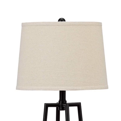 58" Etagere Floor Lamp With Shelves/Beige Linen Shade Black - Cresswell Lighting 5 58" Etagere Floor Lamp With Shelves/Beige Linen Shade Black - Cresswell Lighting - Image 5