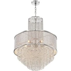 Vienna Full Spectrum Pioggia Chrome Pendant Chandelier 23 1/2" Wide Modern Crystal 5-Light Fixture For Dining Room House Foyer Kitchen Island Entryway -Adesso Sales Store GUEST 5bbea872 6b51 4d10 a91b 1744b551ad9d