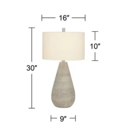 360 Lighting Julio Modern Table Lamp 30" Tall Natural Gray Ceramic Oatmeal Drum Shade For Bedroom Living Room Bedside Nightstand Office Kids House -Adesso Sales Store GUEST 5bf60fcf 1b75 4f0d ad0a 209b050248bb