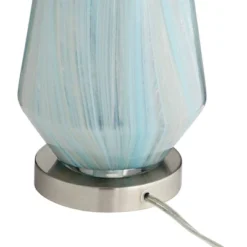 Possini Euro Design Jaime Coastal Table Lamp With Round White Marble Riser 26" High Blue Gray Drum Shade For Bedroom Living Room Office House Home -Adesso Sales Store GUEST 5c91e6df 7d03 4503 9c8f b11389121029