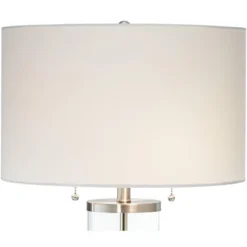 Possini Euro Design Fritz Modern Table Lamp 26 1/2" High Silver Clear Glass Column With USB And AC Power Outlet In Base Drum Shade For Bedroom Desk -Adesso Sales Store GUEST 5cdb1959 336d 4d28 80b8 7fd77310c8d7 1