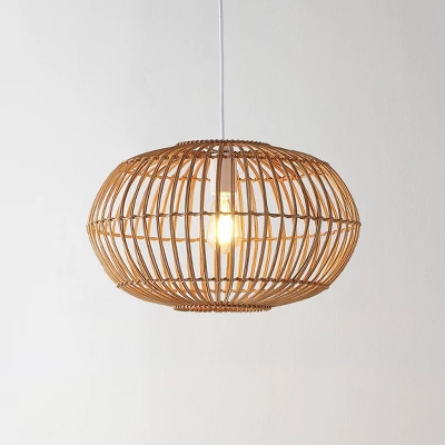 17.5" 1-Light Leo Farmhouse Coastal Rattan LED Pendant Brown - JONATHAN Y 3 17.5" 1-Light Leo Farmhouse Coastal Rattan LED Pendant Brown - JONATHAN Y - Image 3