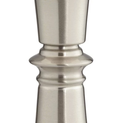 360 Lighting Seymore Modern Table Lamps 26" High Set Of 2 Silver With USB Charging Port LED Touch On Off Black Faux Silk Drum Shade For Bedroom Desk 4 360 Lighting Seymore Modern Table Lamps 26" High Set Of 2 Silver With USB Charging Port LED Touch On Off Black Faux Silk Drum Shade For Bedroom Desk - Image 4