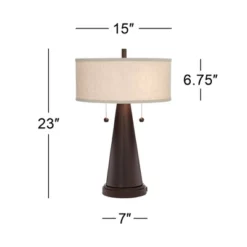Franklin Iron Works Craig Rustic Farmhouse Accent Table Lamps 23" High Set Of 2 Bronze With USB Charging Port Natural Drum Shade For Bedroom Desk -Adesso Sales Store GUEST 5e25fc59 2f01 4550 adeb 3b54dc0aa52a