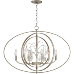 Possini Euro Design Tiller Champagne Satin Silver Pendant Chandelier 31 1/2" Wide Modern Open Orb Frame 8-Light Fixture For Dining Room Kitchen Island -Adesso Sales Store GUEST 5fc9c22e fbab 49ad a61a 13b0fe082c0a