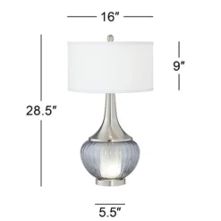 360 Lighting Courtney Modern Table Lamps 28 1/2" Tall Set Of 2 Fluted Smoked Glass With Nightlight White Linen Drum Shade For Living Room Nightstand -Adesso Sales Store GUEST 60ab333c 4920 445c b40e 3ccf9b8671c1