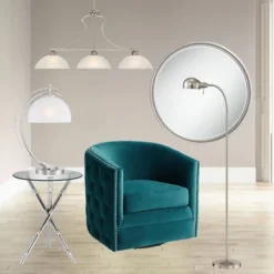 360 Lighting Ridley Modern Floor Lamp Standing 61" Tall Satin Nickel Metal Adjustable Gooseneck Arm For Living Room Reading Bedroom Office House Home -Adesso Sales Store GUEST 612ac612 cf79 4957 a03e 387361ba256a