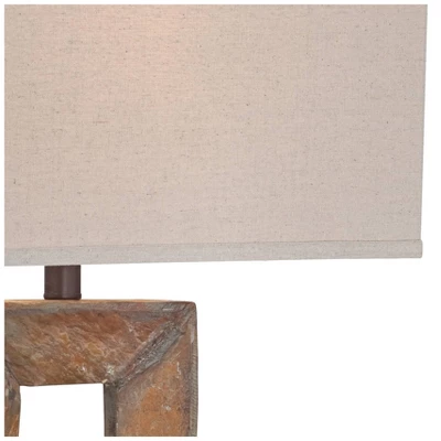 Franklin Iron Works Tahoe Rustic Table Lamp 32" Tall Natural Slate Off White Rectangular Shade For Bedroom Living Room Bedside Nightstand Office Kids 2 Franklin Iron Works Tahoe Rustic Table Lamp 32" Tall Natural Slate Off White Rectangular Shade For Bedroom Living Room Bedside Nightstand Office Kids - Image 2
