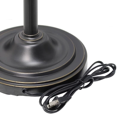 Torchiere Floor Lamp With Reading Light And Marble Glass Shades Restoration Bronze And Amber - Lalia Home 7 Torchiere Floor Lamp With Reading Light And Marble Glass Shades Restoration Bronze And Amber - Lalia Home - Image 7