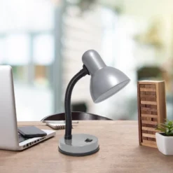 14.25" Traditional Fundamental Metal Desk Task Lamp And Bowl Shaped Shade With Flexi Gooseneck Slate Gray - Creekwood Home -Adesso Sales Store GUEST 62d94629 2a36 40ac 8238 0e6c49278bc0