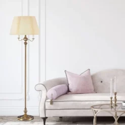 59" 6-way Metal Floor Lamp Antique Brass - Cal Lighting