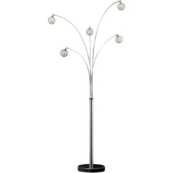 Possini Euro Design Allegra Mid Century Modern Arc Floor Lamp 88" Tall Chrome 5 Light Crystal Ball Shades For Living Room Reading Bedroom Office House -Adesso Sales Store GUEST 63282c8e b2f9 4e49 b64b 4d57da22b159