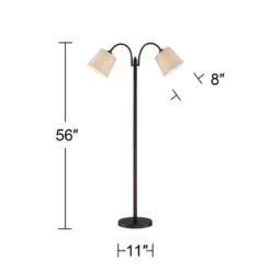 360 Lighting Modern Floor Lamp 56" Tall Dark Bronze Twin Arm Adjustable Gooseneck Neutral Cotton Drum Shade For Living Room Reading Bedroom 14 360 Lighting Modern Floor Lamp 56" Tall Dark Bronze Twin Arm Adjustable Gooseneck Neutral Cotton Drum Shade For Living Room Reading Bedroom -Adesso Sales Store GUEST 63806d4e 2dea 47da ab81 dd260c5fe2d0