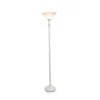 1 Light Torchiere Floor Lamp With Marbleized Glass Shade White - Elegant Designs