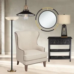 Possini Euro Design Modern Torchiere Floor Lamp LED 72" Tall Black Antique Brass White Glass Shade For Living Room Reading Uplight -Adesso Sales Store GUEST 63c305ac 45d8 4892 859d 528c6eb490d2