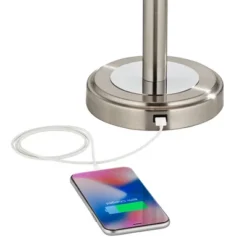 360 Lighting Camile Modern Table Lamps 25" High Set Of 2 Brushed Nickel With Table Top Dimmers USB Charging Port Off White Drum Shade For Office Desk -Adesso Sales Store GUEST 63eb9f7d 0464 464c 873c 9d1522555def