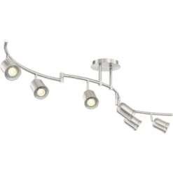 Pro Track Rhodes 6-Head LED Ceiling Track Light Fixture Kit Spot Light GU10 Silver Brushed Nickel Finish Metal Modern Kitchen Bathroom Dining 63" Wide -Adesso Sales Store GUEST 64882156 99fc 486f ae66 e337f5bb852f