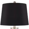 360 Lighting Geoff Modern Table Lamps 26" High Set Of 2 Brushed Nickel With USB Charging Port Black Faux Silk Drum Shade For Bedroom Living Room Desk