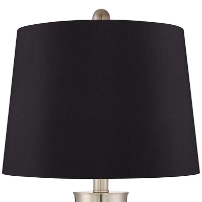 360 Lighting Geoff Modern Table Lamps 26" High Set Of 2 Brushed Nickel With USB Charging Port Black Faux Silk Drum Shade For Bedroom Living Room Desk 1 360 Lighting Geoff Modern Table Lamps 26" High Set Of 2 Brushed Nickel With USB Charging Port Black Faux Silk Drum Shade For Bedroom Living Room Desk