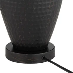 Regency Hill Auburn Rustic Farmhouse Table Lamp 25" High Bronze Hammered Natural Linen Empire Shade For Bedroom Living Room Bedside Nightstand Office -Adesso Sales Store GUEST 65aec3f5 d063 438d a71a c358e80375c9