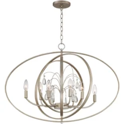 Possini Euro Design Tiller Champagne Satin Silver Pendant Chandelier 31 1/2" Wide Modern Open Orb Frame 8-Light Fixture For Dining Room Kitchen Island -Adesso Sales Store GUEST 67fcdd79 afcf 4046 92f9 be394747e84b