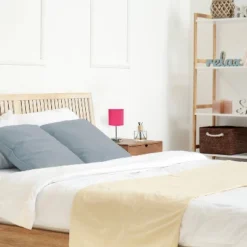 11.81" Traditional Petite Metal Stick Bedside Table Desk Lamp In Chrome With Fabric Shade Vibrant Pink - Creekwood Home -Adesso Sales Store GUEST 68b801e1 a3cb 4d13 b9ad 43ef8f84ff87