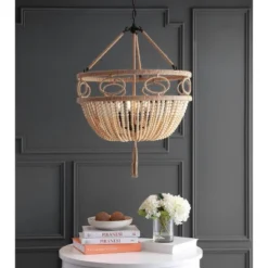 Whitley Pendant Brown Wooden Finish/Dark Gray - Safavieh -Adesso Sales Store GUEST 69140ec6 5255 44c6 80f3 e7891a0feb69