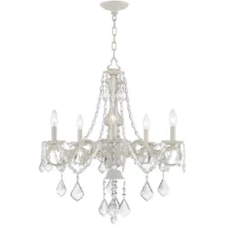 Kathy Ireland Chateau De Conde Antique Rubbed White Pendant Chandelier 26" Wide French Crystal 5-Light Fixture For Dining Room House Kitchen Island -Adesso Sales Store GUEST 6a2a188d 1477 4480 a4ee 0035b1a3a163