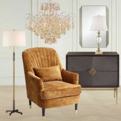 Vienna Full Spectrum Mellie Champagne Gold Chandelier 24" Wide French Crystal 6-Light Fixture For Dining Room House Kitchen Island Entryway Bedroom -Adesso Sales Store GUEST 6b6143ba 0603 4987 bc7e 738bce59f681