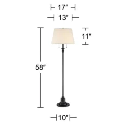 360 Lighting Spenser Rustic Farmhouse Floor Lamp 58" Tall Oiled Bronze Metal Off White Linen Empire Shade For Living Room Bedroom Office House Home -Adesso Sales Store GUEST 6bf91222 0335 495e 983e b92887076e61