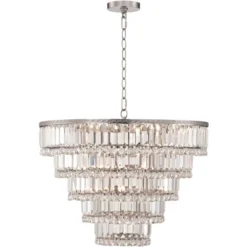 Vienna Full Spectrum Magnificence Satin Nickel Chandelier 24 1/2" Wide Modern Faceted Crystal Glass 15-Light LED Fixture For Dining Room House Kitchen -Adesso Sales Store GUEST 6c0cd1d3 b835 47ab a279 409caaac1afc