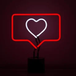 Amped Co 13 X 11 Inches Neon Desk Light Like Sign Symbol, Heart, Red And White