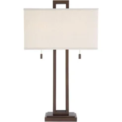 Possini Euro Design Gossard Modern Industrial Table Lamp 30" Tall Bronze With USB Charging Port White Rectangular Shade For Bedroom Living Room Office -Adesso Sales Store GUEST 6d1c8f69 014e 46a3 982f e42d732499dc