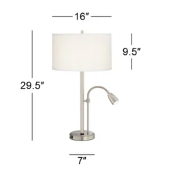 Possini Euro Design Traverse Modern Table Lamps Set Of 2 29 1/2" Tall Brushed Nickel With USB Charging Port LED Gooseneck White Drum Shade For Desk -Adesso Sales Store GUEST 6d7b83aa 79f5 4aad 8a9b 164194cb3e7e