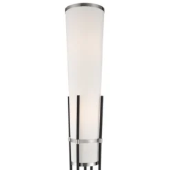 Possini Euro Design Flute Modern Torchiere Floor Lamp 64" Tall Satin Black Brushed Nickel White Linen Shade For Living Room Bedroom Office House Home -Adesso Sales Store GUEST 6d8338c9 1eea 4637 a805 c6f342edfa75