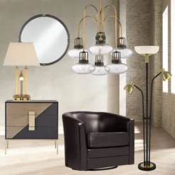 Possini Euro Design Deacon Modern Desk Table Lamp 26" High Brass With USB And AC Power Outlet In Base LED Reading Light Oatmeal Shade For Office Desk -Adesso Sales Store GUEST 6ddac17c 39dd 455d b005 aa7caff95063