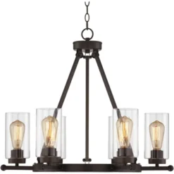 Franklin Iron Works Holman Bronze Wagon Wheel Chandelier 26 3/4" Wide Rustic Farmhouse Clear Glass 6-Light Fixture For Dining Room Kitchen Island Home 11 Franklin Iron Works Holman Bronze Wagon Wheel Chandelier 26 3/4" Wide Rustic Farmhouse Clear Glass 6-Light Fixture For Dining Room Kitchen Island Home -Adesso Sales Store GUEST 6de57715 abb2 4d99 8fc0 72f52c58816f