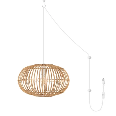 17.5" 1-Light Leo Farmhouse Coastal Rattan LED Pendant Brown - JONATHAN Y 12 17.5" 1-Light Leo Farmhouse Coastal Rattan LED Pendant Brown - JONATHAN Y - Image 12