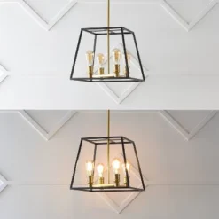 15" 4-Light Lloyd Farmhouse Industrial Iron LED Pendant Black/Brass Gold - JONATHAN Y -Adesso Sales Store GUEST 6e9bd932 43f3 4532 bbdb 2906081a3676