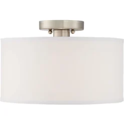 360 Lighting Adams Modern Ceiling Light Semi Flush Mount Fixtures 14" Wide Set Of 2 Brushed Nickel White Fabric Drum For Bedroom Kitchen Living Room -Adesso Sales Store GUEST 6ebfa7dd 580c 45a6 a7a0 349bdd1cc33c