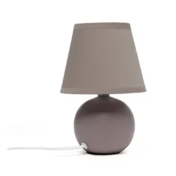 8.66" Petite Ceramic Orb Base Bedside Table Desk Lamp With Matching Tapered Drum Fabric Shade Gray - Creekwood Home -Adesso Sales Store GUEST 6f0ab48c 1ddd 406e 955b d31ae672c5f2