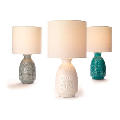 Frieze Ceramic Table Lamp With Drum Shade Aqua Blue - Splendor Home 2 Frieze Ceramic Table Lamp With Drum Shade Aqua Blue - Splendor Home - Image 2