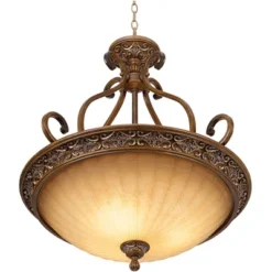 Kathy Ireland Sterling Estate Golden Bronze Pendant Chandelier 26 1/2" Wide Rustic Champagne Bowl Shade 3-Light Fixture For Dining Room Kitchen Island -Adesso Sales Store GUEST 706706a2 27d1 4081 976d a8f40b5ff410